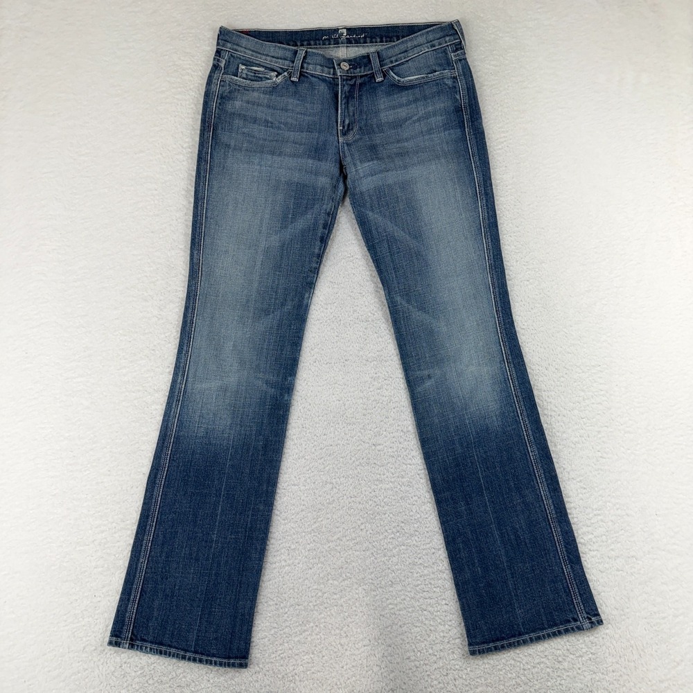 7 For All Mankind Colette Jeans Womens 31 Blue Light Wash Straight Stretch USA